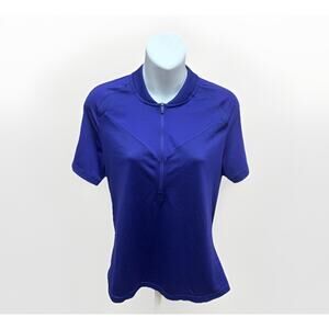 Adidas Womens 1/2 Zip Training Shirt Purple Short Sleeve Athletic Top Size S NWT